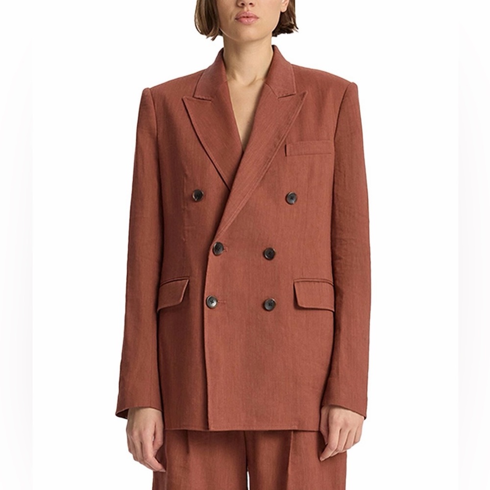 ALC Declan double-breasted linen-blend twill blazer